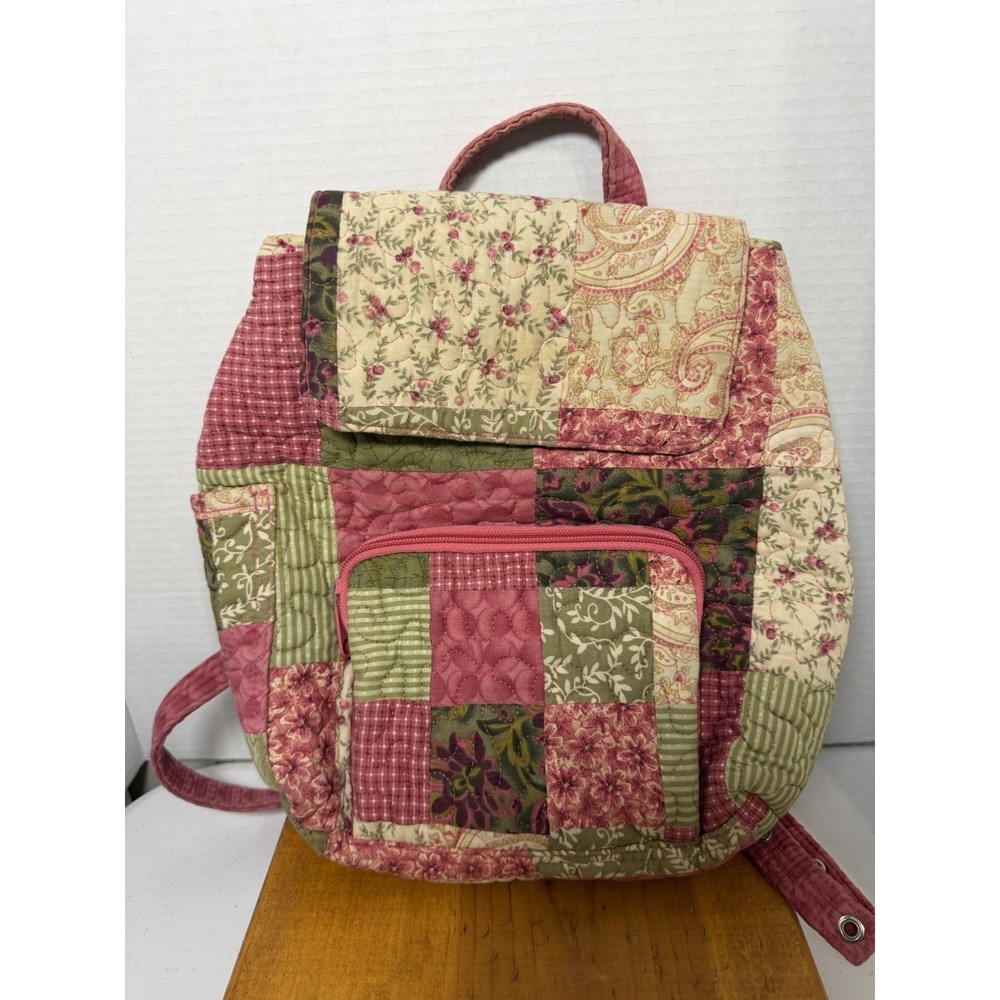 DONNA SHARP Backpack Pink Green Floral Patchwork Quilted Cottagecore 12x11